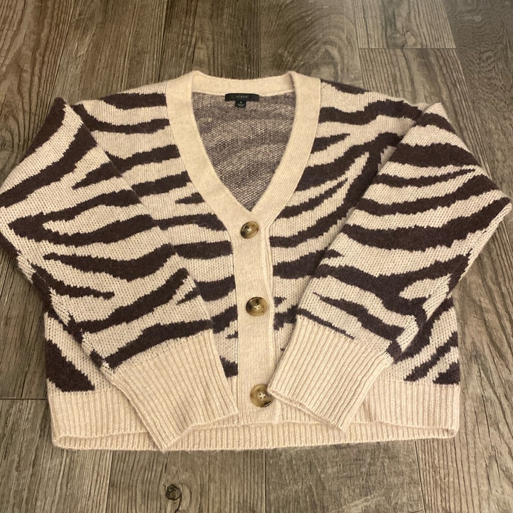 JCrew animal print cardigan